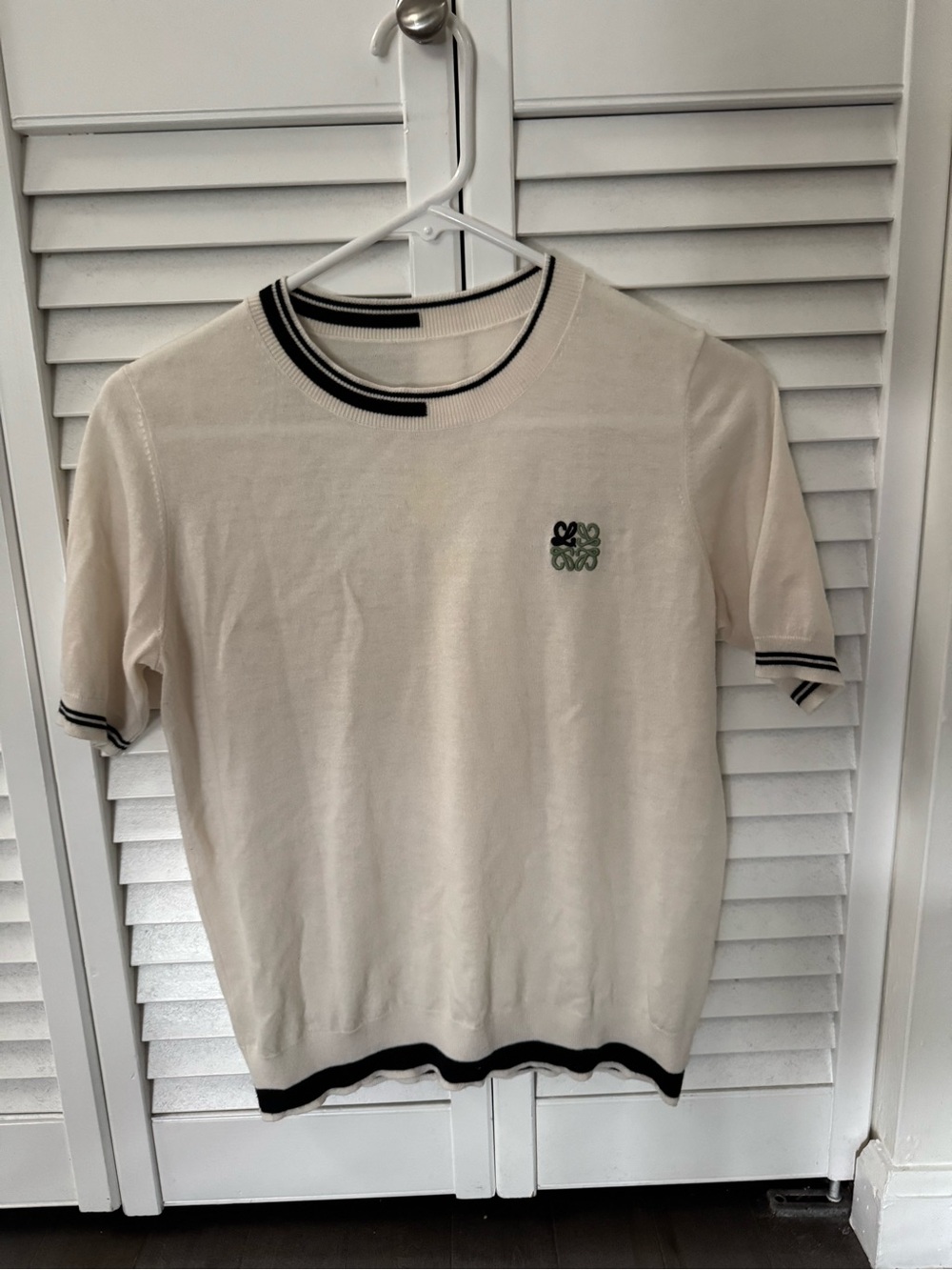 Loewe Anagram Embroidered Short Sleeve Sweater Size M